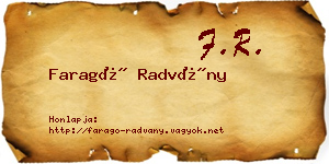 Faragó Radvány névjegykártya